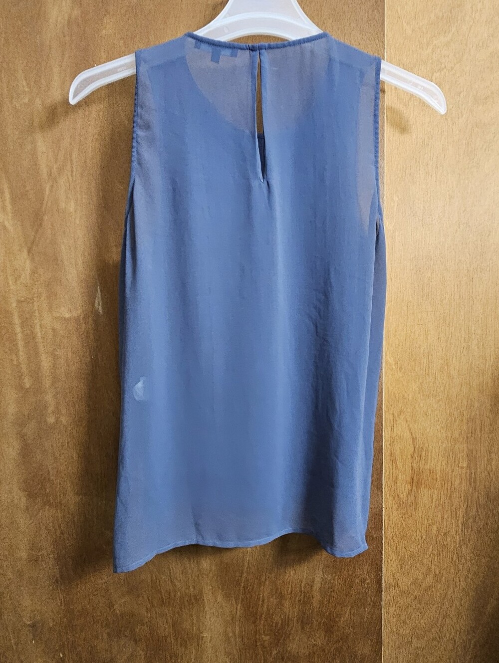 Madewell Womens pleated sleeveless tank top blouse Blue Medium Gauze Chiffon - Picture 6 of 6